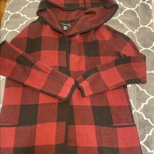 Buffalo Plaid Hooded Cardigan